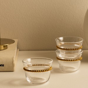Perlen Glass Gahwa Cup Set 6Pcs Gold