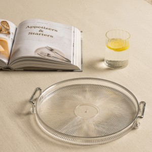 Ribbed Plastic Tray Silver 27X3.5 cm