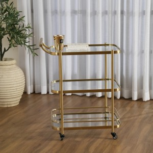 Ricky 3-Tier Barcart Gold 68X45X84 cm