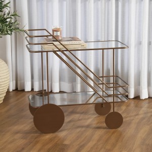 Champ Metal/Glass 2-Tier Barcart Beige 80X40X80 cm
