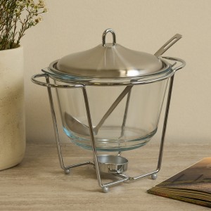 Finn Glass Soup Warmer Matt Silver 4.0 Litre