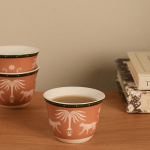 Azrou New Bone Gahwa Cup Set 6Pcs Green/Brown