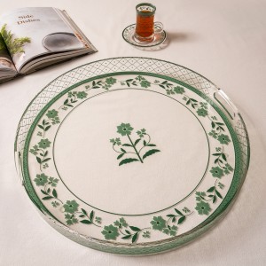 Jaipur Round Acrylic Tray Green 45 cm