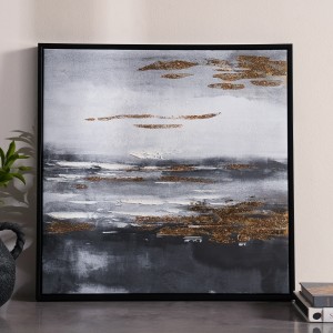 Distance Abstract Framed Art Black 60X60 cm