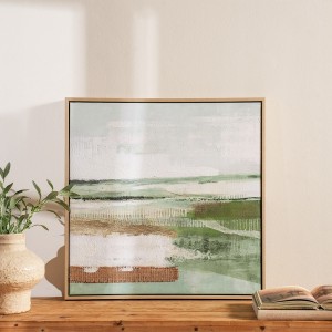 Land Abstract Framed Art Green 60X60 cm