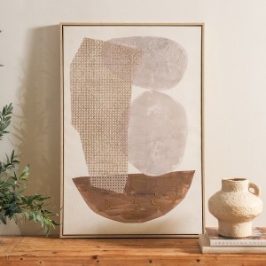 Curved Handpainting Canvas Taupe 80X120 cm