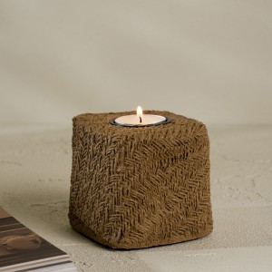 Fatso Poly Candle Holder Brown 9X9X8 cm