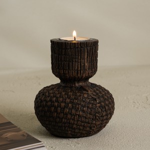 Feita Poly Candle Holder Black 10.5X10.5X12 cm