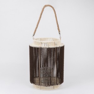 Tedd Cotton Rope Lantern White/Brown D25XH37 cm