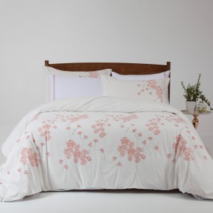 Edilyn Embroidered Duvet Cover Set 5Pcs Offwhite/ Coral 220X240 cm
