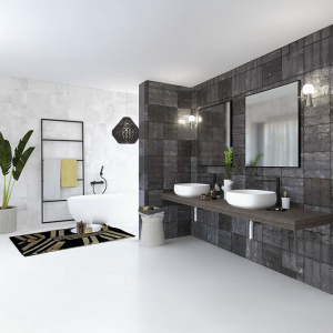 Ilion Cross Matt Porcelain Wall Tiles Black 25X25 cm