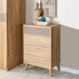 Cane Chest of 4 Drawers Brown
