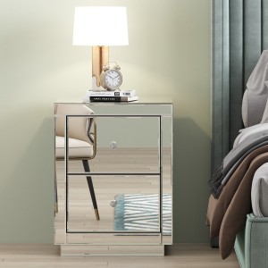 Cole 2 Drawers Kids Side Table Silver