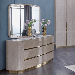 Keo Dresser with Mirror Beige/ Gold