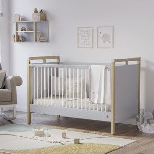 Mino Nursery 70X140 Baby Cot Grey/White
