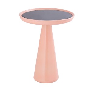 Zeenah Cone Side Table with Top Glass Pink