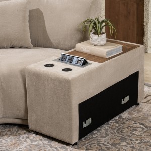 Serena Console With Plug/Wireless Charger Cream