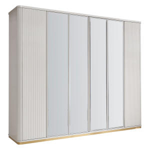 Karina 6-Door Wardrobe High Gloss Light Grey/Champagne