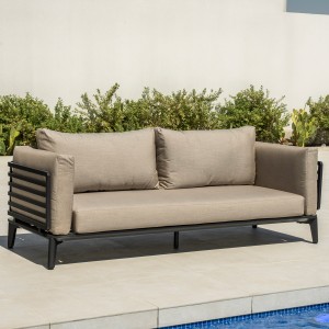 Emilia 3 Seater Garden Sofa Grey/Black