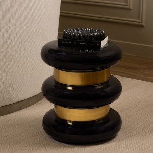 Ethan Side Table Grey Glass/Gold