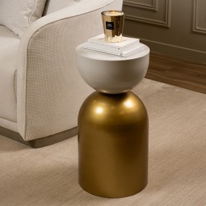 Berlino Side Table White Top/Gold 30X30X28 cm