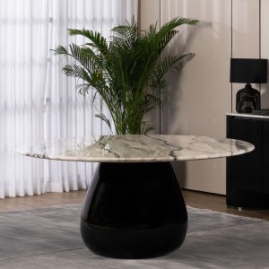 Selena 8 Seaters Round Dining Table Grey/Black