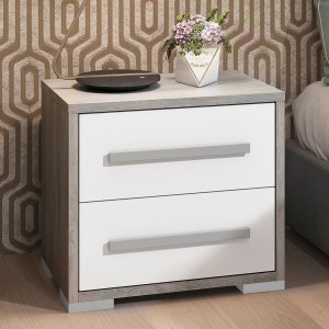 Pantone Nightstand Grey Oak/White