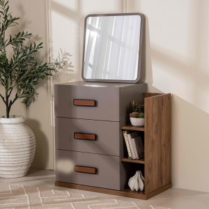 Tiran Kids Dresser with Mirror Walnut/Grey