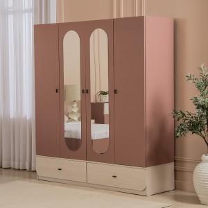 Valon 4-Door Kids Wardrobe Oak/Pink