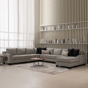 Drew Corner Sofa with Right Chaise Lounge Light Grey