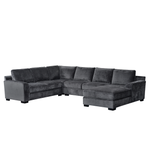 Drew 6 Seater Sofa with Right Chaise Lounge Dark Grey