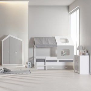 White House Eco 90X200 Kids Bedroom Set with Wardrobe