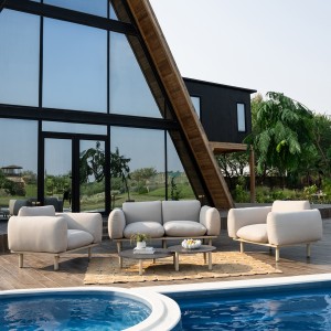 Lancaster 2+1+1 Garden Sofa Set + 2 Coffee Tables Beige