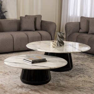 Selena 2 Coffee Table Set (Small + Big) Grey/Black