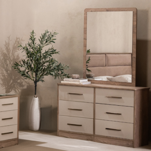 Alya Dresser with Mirror Light Oak/Beige