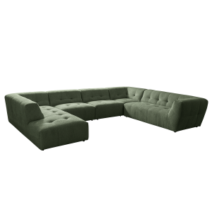 Baku 6 Seater Left Chaise Lounge Corner Sofa Green