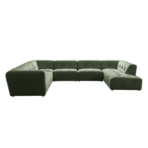 Baku 6 Seater Right Chaise Lounge Corner Sofa Green