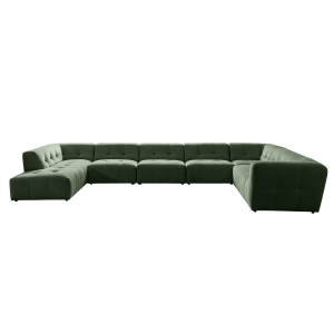 Baku 7 Seater Left Chaise Lounge Corner Sofa Green