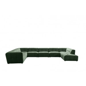 Baku 7 Seater Right Chaise Lounge Sofa Green