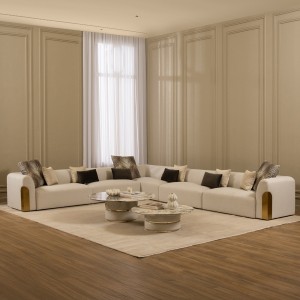 Lana 10 Seater L-Shape Diwaniya Corner Sofa Beige