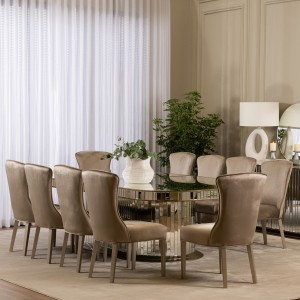 Kami 10+1 Dining Set Gold/Mirror
