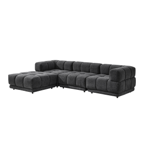 New Dallas 3-Seater Sofa With Big Ottoman Dark Grey