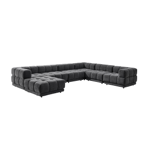 New Dallas 6-Seater Corner Sofa With Big Ottoman Dark Grey