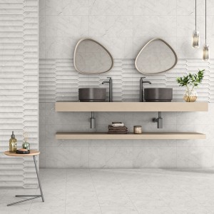 Chevron Ceramic Decor Wall Tile Matt Grey 30X60 cm