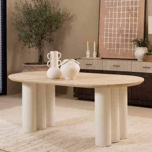 Lina 6 Seater Oval Dining Table Beige