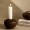 Ribbed Ceramic Candle Holder Matte Brown 8X6 cm