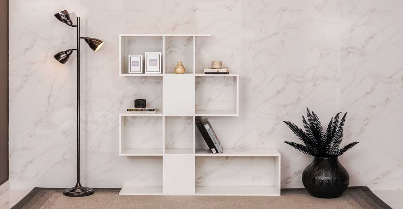 Zeta Bookcase White Gloss | safathome.com | Safat Home Kuwait