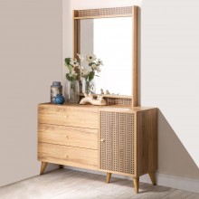 Cane Dresser with Mirror Brown
