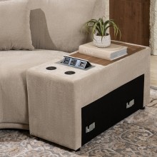 Serena Console With Plug/Wireless Charger Cream