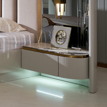 Karina Left Nightstand High Gloss Light Grey/Champagne